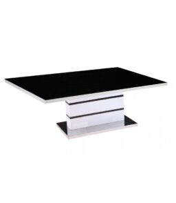 Aldridge High Gloss Coffee Table White with Black Glass Top