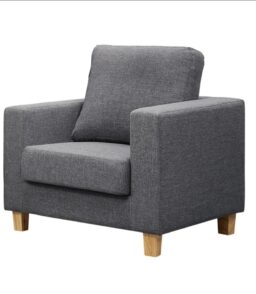 Chesterfield 1 Seater Sofa Linen Fabric Dark Grey