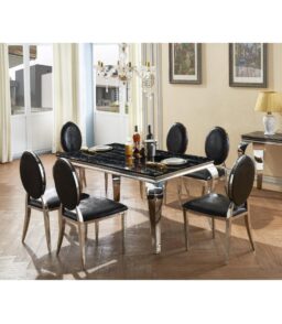 Arriana Marble Dining Table with Stainless Steel Base