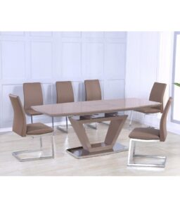Azore Extending Dining Table High Gloss Cappuccino