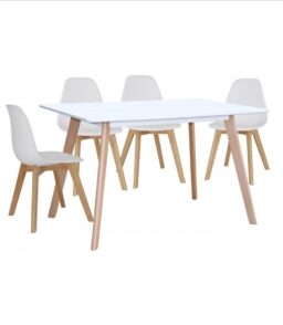 Belgium Medium Dining Table White with Beech legs