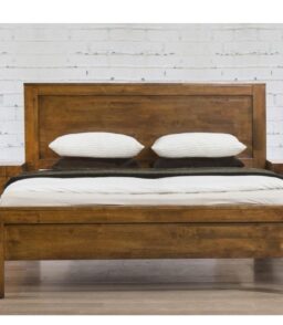 California Double Bed Solid Rubberwood Rustic Oak