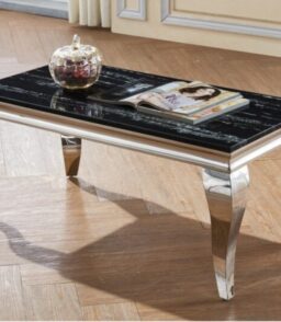 Arriana Marble Coffee Table with Stainless Steel Base