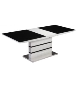 Aldridge High Gloss Dining Table White with Black Glass Top