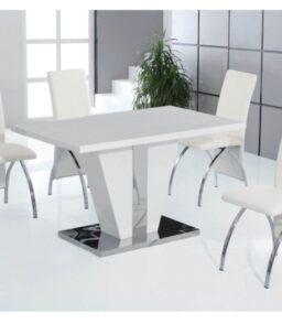 Costilla Dining Table White with Stainless Steel