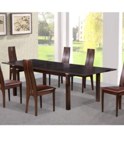 Croft Dining Set with 6 Solid Beech Chairs Dark Walnut