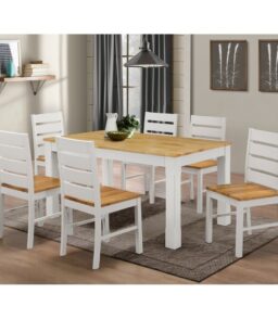 Fairmont White Dining Set with 6 Chairs Natural & White