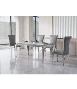 Grande PU Dining Chair Grey with Stainless Steel Legs