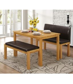 Hamra Dining Set with 2 Benches Natural Oak