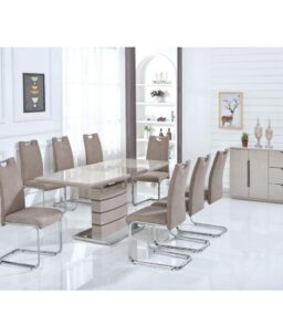 Knightsbridge High Gloss Ext Dining Table with Glass Top