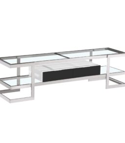 Lagonda Clear Glass TV Unit with High Gloss Drawer White