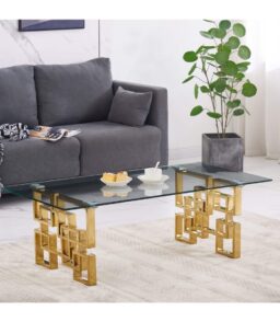 Spectra Coffee Table Clear Glass with Gold Legs