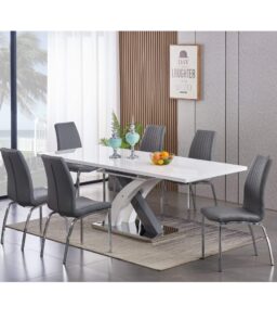 Zurich Extending Dining Table High Gloss White & Grey