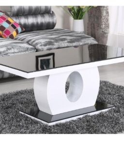 Edenhall Black Glass Coffee Table Black & White High Gloss