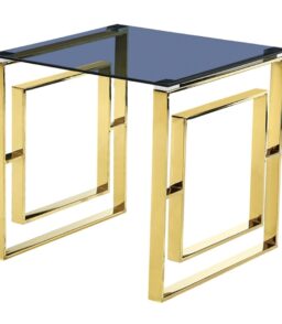 Memphis Gold Grey Glass Lamp Table