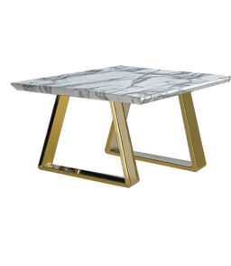 Newchapel Marble Effect Lamp Table with Gold Legs