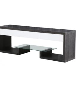 Samba TV Unit Black & White High Gloss 3 Drawer