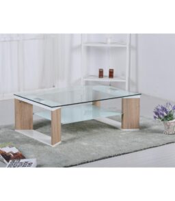 Zola Glass Coffee Table White & Natural