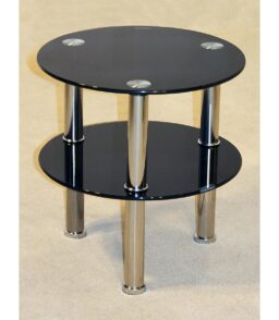 Kansas Black Round 2 Shelf Chrome