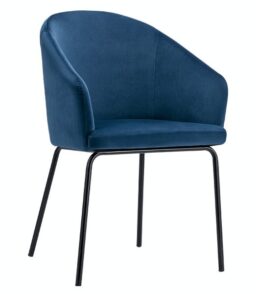 Hamburg Velvet Dining Chair Blue with Black Legs