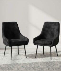 Handan Velvet Dining Chair Black & Black legs