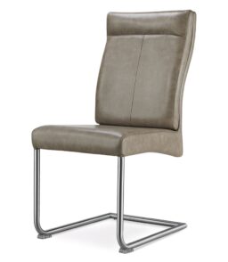 Harper Special PU Brown Chairs with Brushed Stainless Steel (2s)