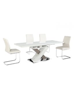 Honora Extending Dining Table High Gloss White & Grey