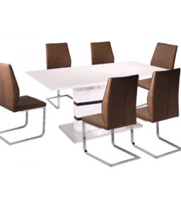 Leona PU Chairs Chrome & Brown