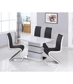 Leona Small High Gloss Dining Table White & Black