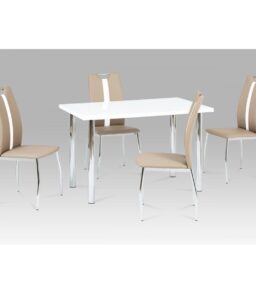 Naomi PU Chairs Chrome & Brown with white Stripe (2s)