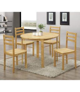 New York Round Dining Set with 4 Chairs Natural Oak