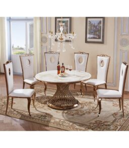 Pescara Marble Dining Table with Stainless Steel Base