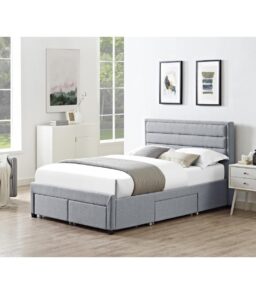 Paisley 4 Drawer Linen Fabric Double Bed Grey
