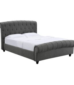 Santafe Linen Fabric Double Bed Grey