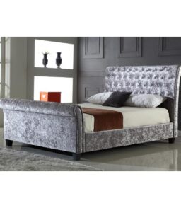Serenity Crushed Velvet Double Bed Silver