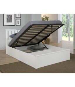 Zoe Storage Double Bed Solid Rubberwood White