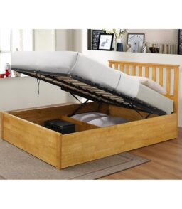 Zoe Storage Bed Double Solid Rubberwood Oak